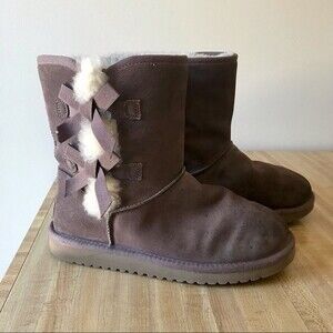 UGG Koolaburra Purple Suede Winter Boot Victoria Short Bow Women 1015874 Size 8